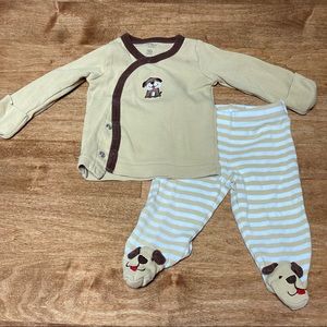 Cute dog outfit cream light brown footie dog face newborn Carter's